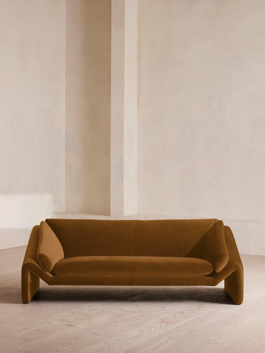 Amble Three Seater Sofa - Velvet - Mustard - Listing - Image 1