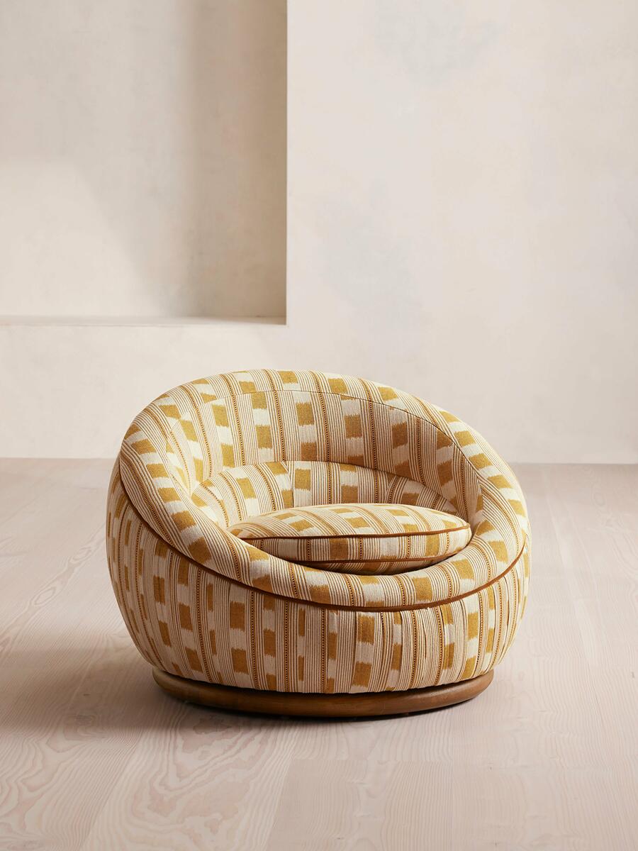 Abel Armchair - Dotted Stripe Weave - Ochre - Listing - Image 1