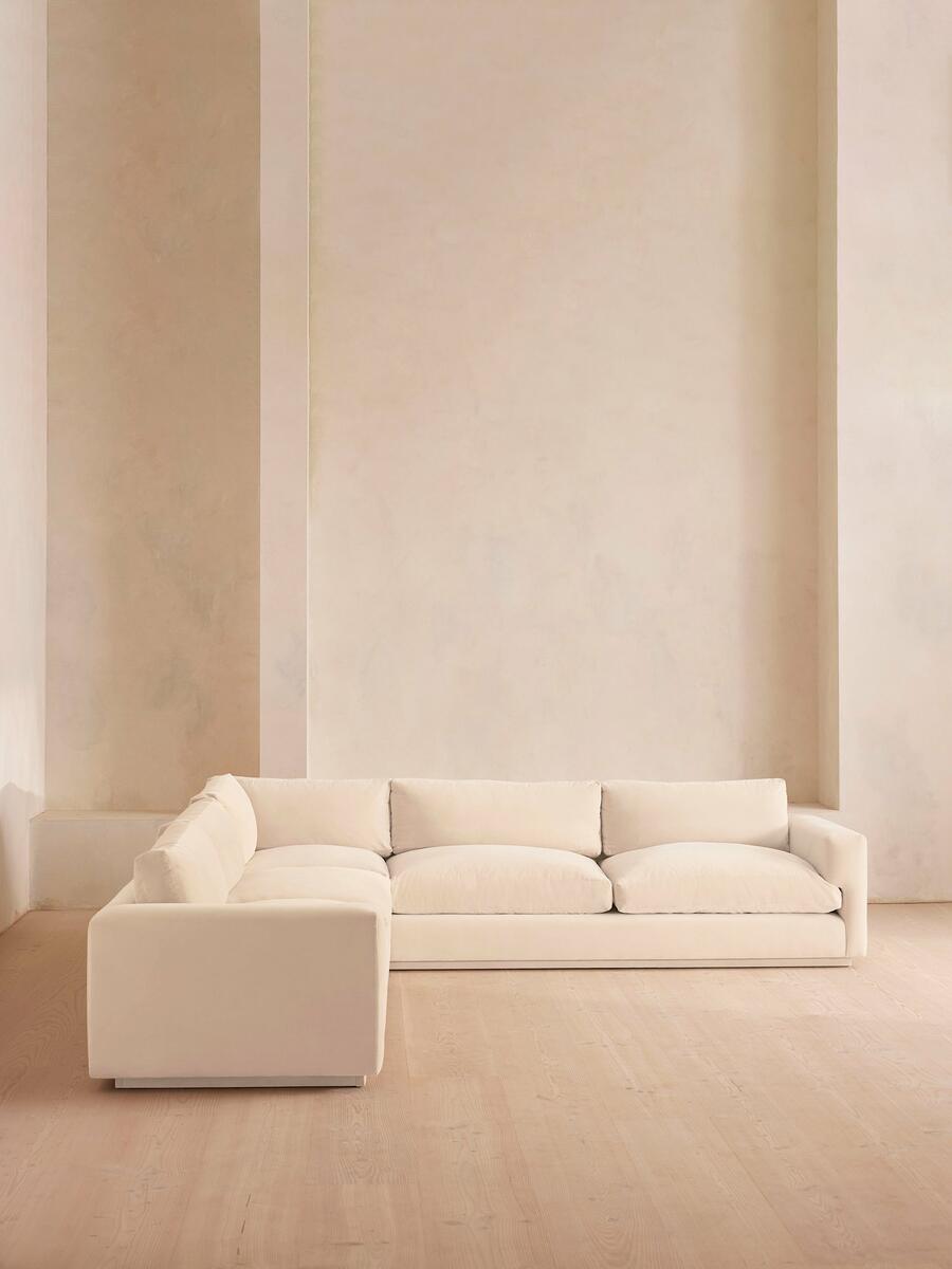 Mossley Corner Sofa - Velvet - Porcelain - Listing - Image 2