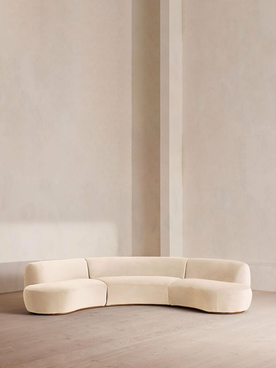 Aline Serpentine Modular Sofa - Four Seater - Porcelain Velvet - Listing - Image 1