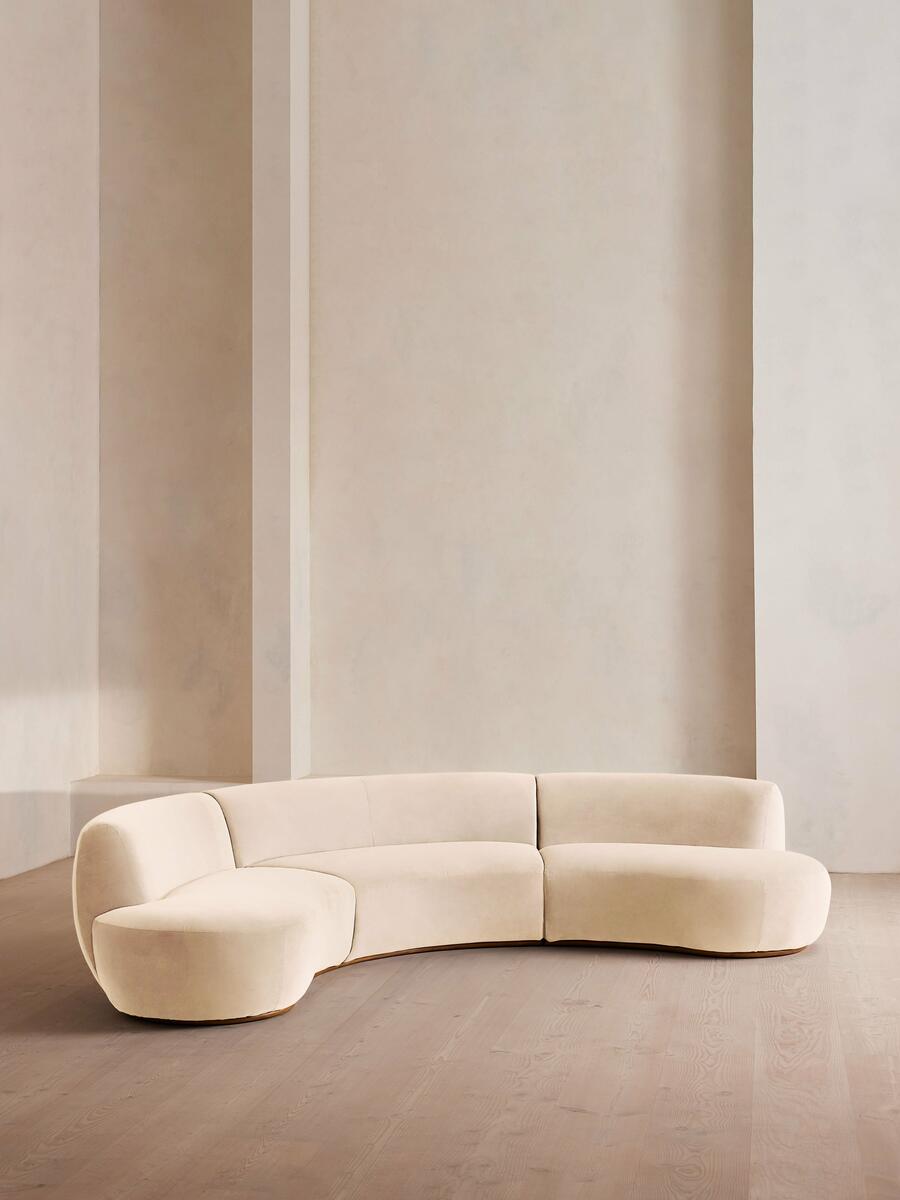Aline Serpentine Modular Sofa - Four Seater - Porcelain Velvet - Listing - Image 2