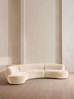 Aline Serpentine Modular Sofa - Four Seater - Porcelain Velvet - Listing - Thumbnail 2