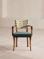 Molina Dining Armchair - Ikat Stripe and Velvet - Grey Blue UK - Listing - Thumbnail 2