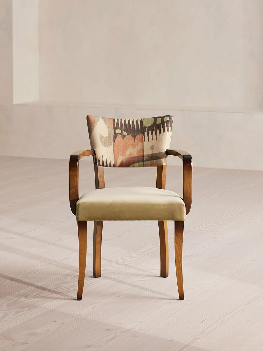 Molina Dining Armchair - Ikat Linen and Velvet - Lichen UK - Listing - Image 2