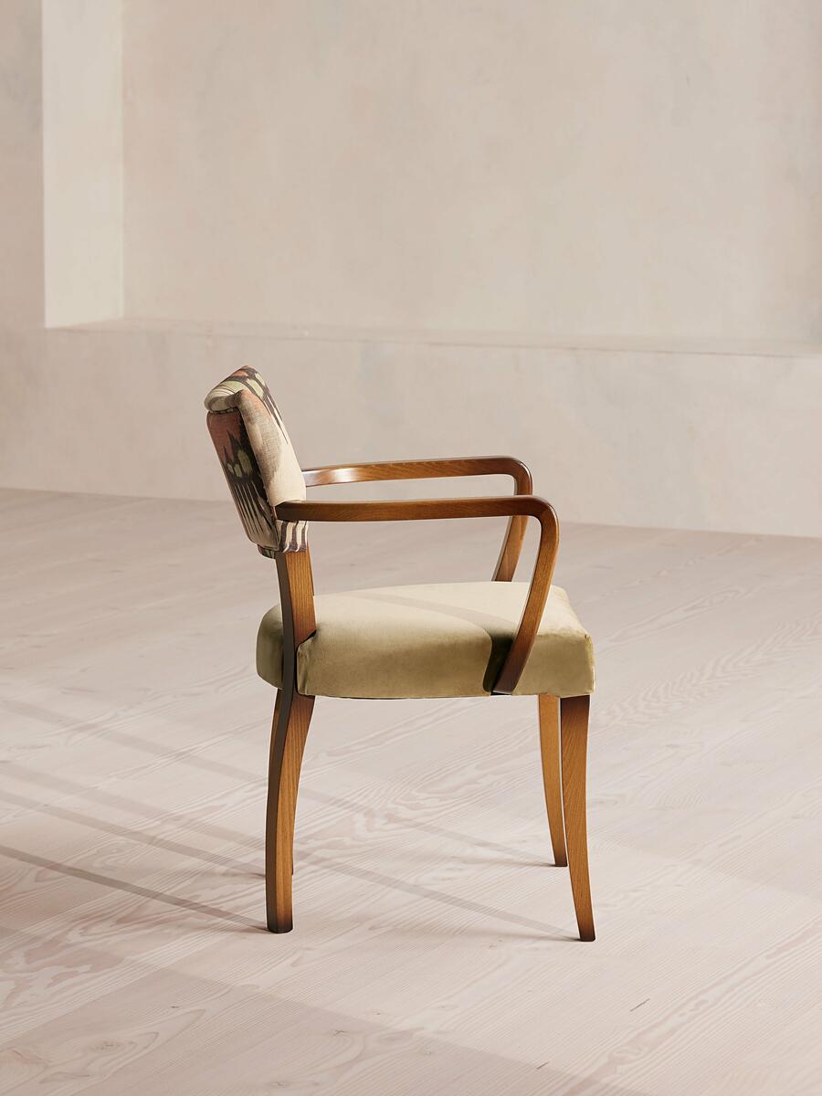 Molina Dining Armchair - Ikat Linen and Velvet - Lichen UK - Images - Image 3