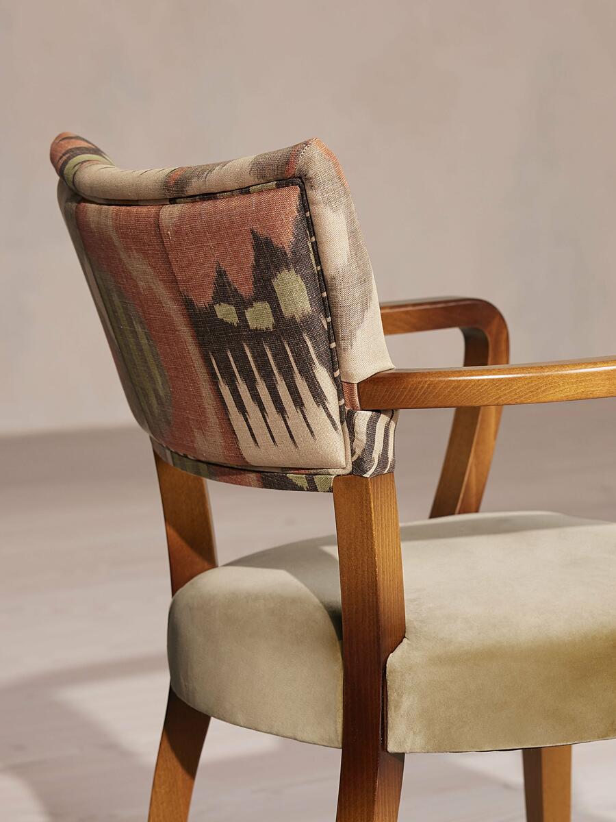 Molina Dining Armchair - Ikat Linen and Velvet - Lichen UK - Images - Image 6