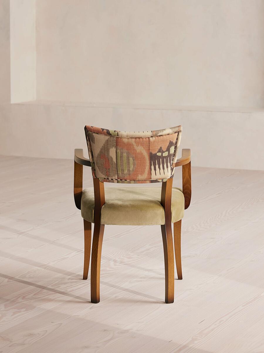 Molina Dining Armchair - Ikat Linen and Velvet - Lichen UK - Images - Image 4