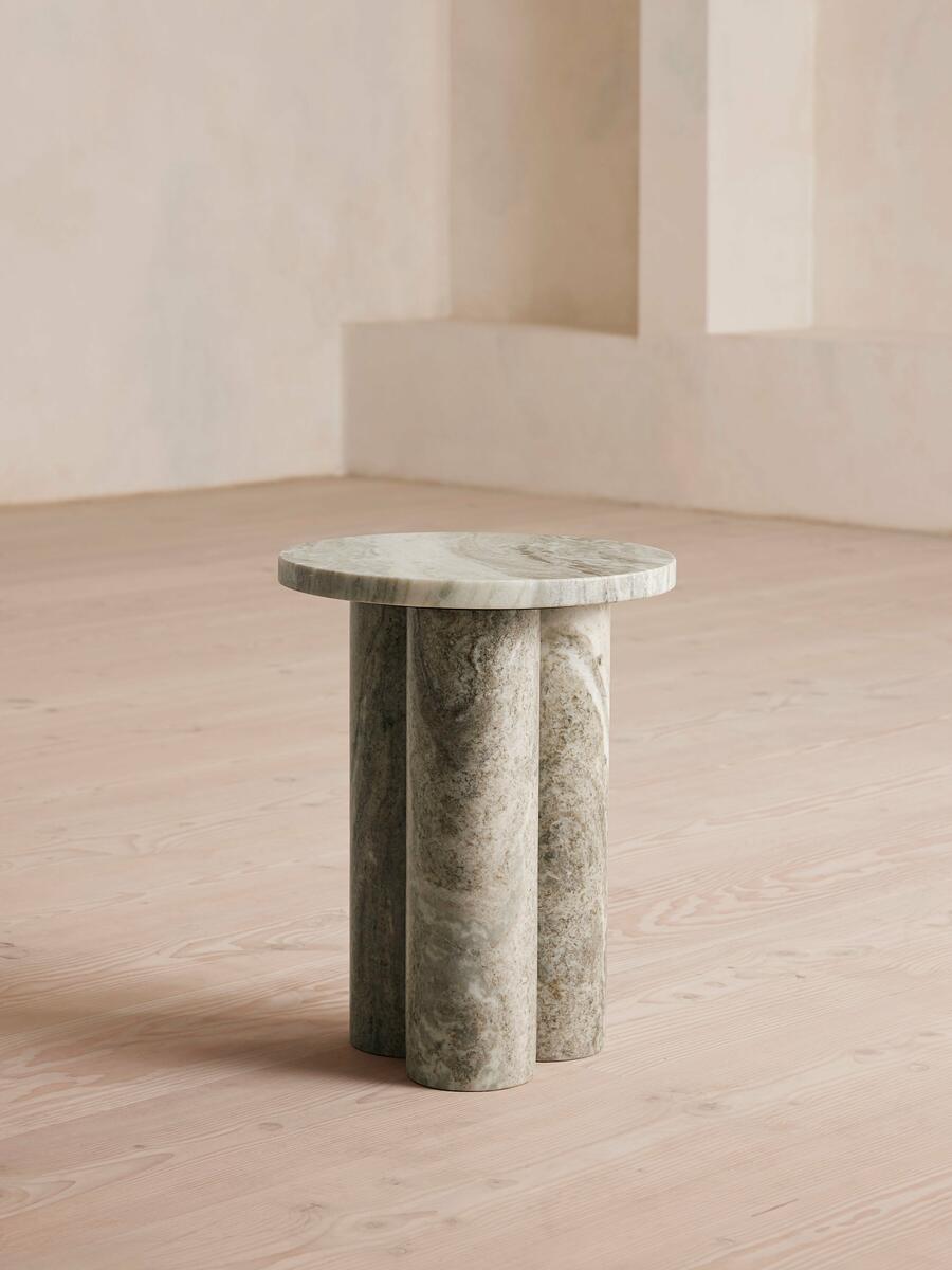 Tisbury Side Table - Dark Terra Bianca Marble - Listing - Image 1